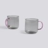 Mug,Grey w/ pink handles