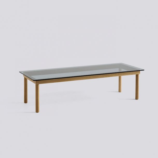 KOFI / 140 x 50 cm Grey tinted glass Water-based lacquered solid oak