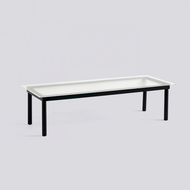 KOFI / 140 x 50 cm Clear reeded glass Black water-based lacquered solid oak