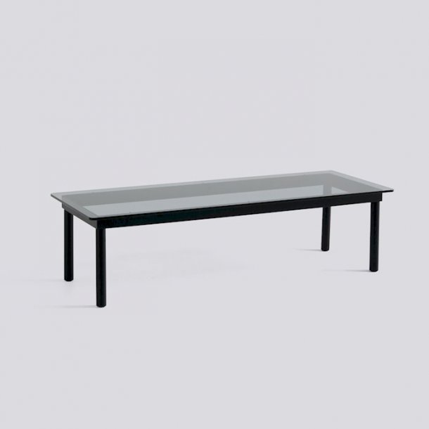KOFI / 140 x 50 cm Grey tinted glass Black water-based lacquered solid oak