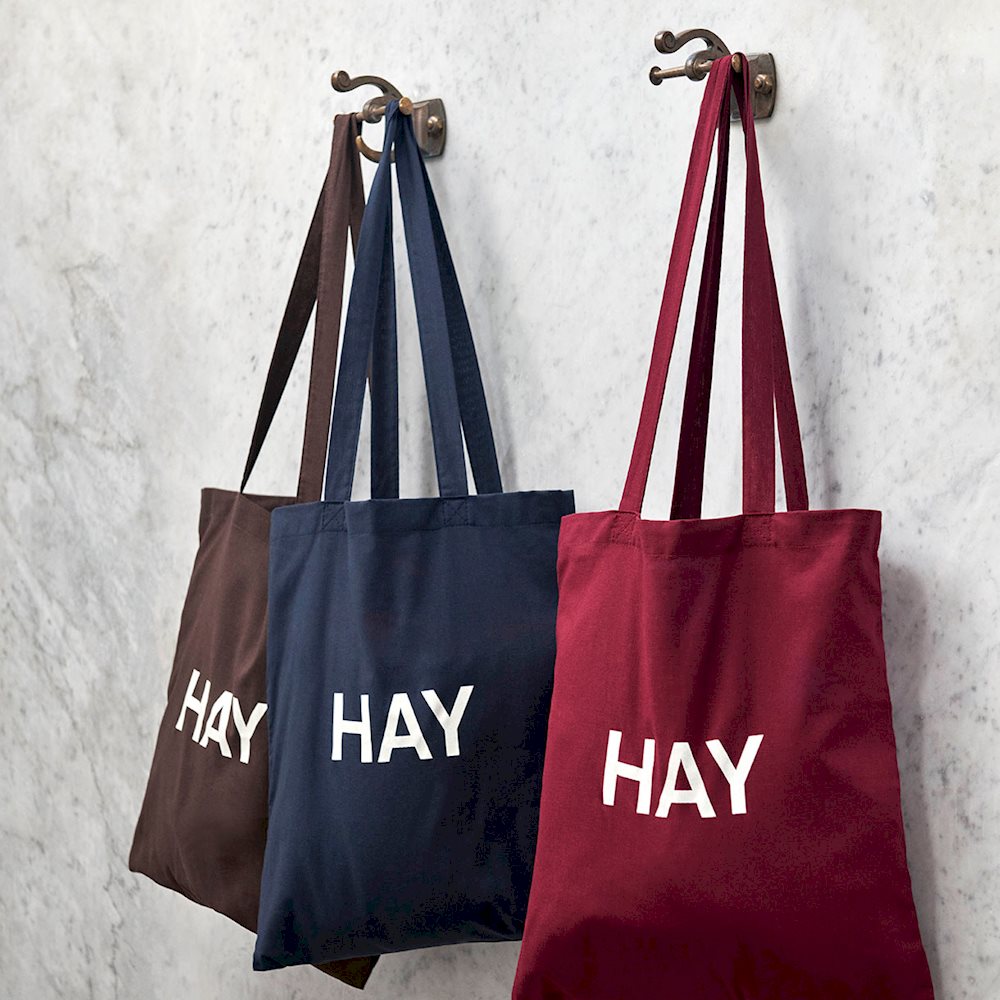 HAY Blue tote bag, L, red logo